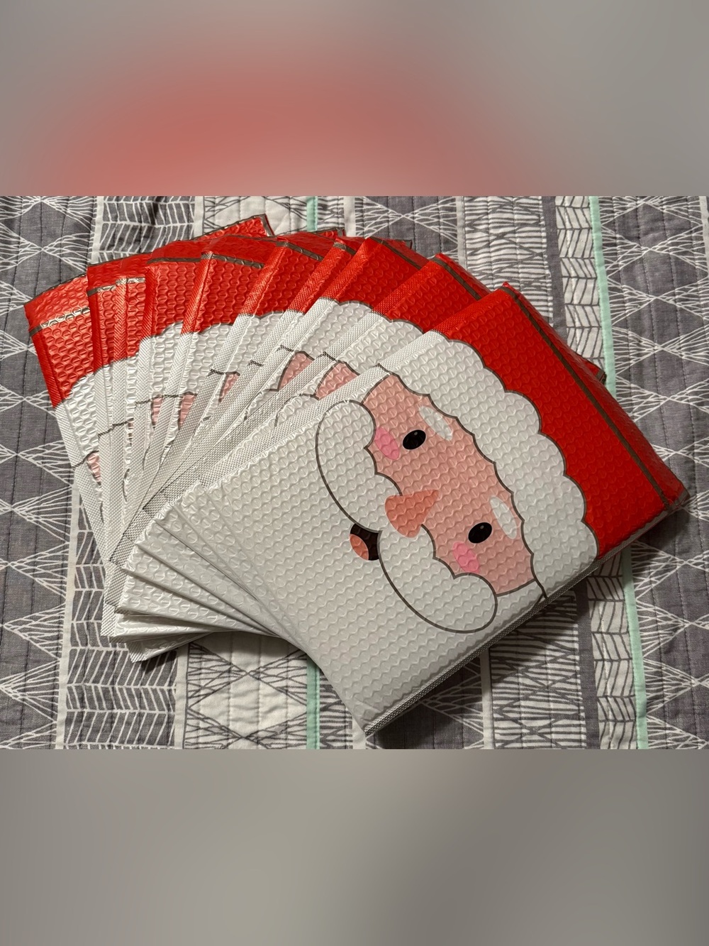 10 Pack of Santa Claus Face 10x13 Festive Holiday Bubble Mailers